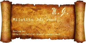 Miletits József névjegykártya